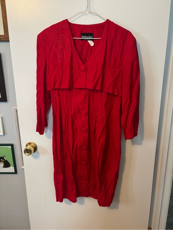 Brioche Dresses & Skirts - Vintage 90s Soft Girl Fashion Brioche Red Button-Front Women's Dress